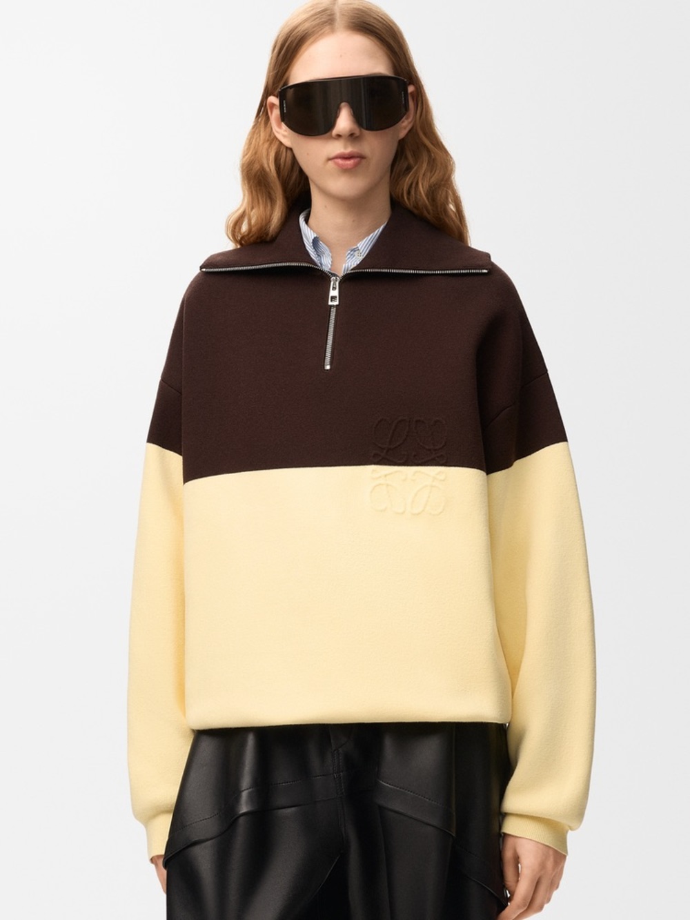 NWOT Loewe Anagram-Embossed Two-Tone Cotton-Blend Sweatshirt, Size XS/S/M/L